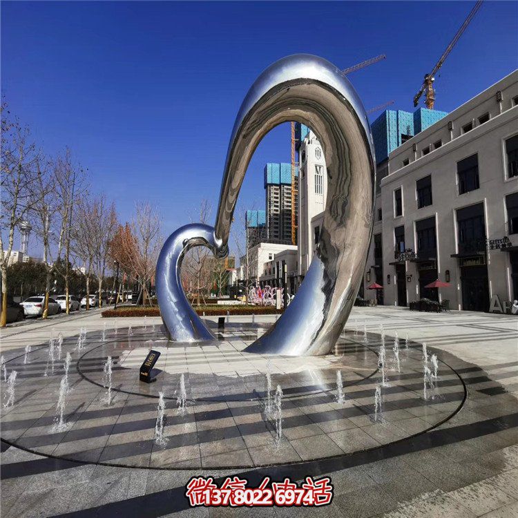 不銹鋼圓形雕塑精致工藝，拋光鏡面，抽象藝術