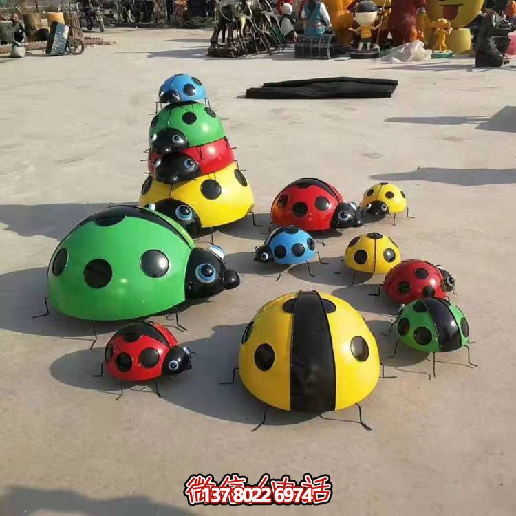 七星仿真玻璃鋼瓢蟲(chóng)雕塑，園林景觀裝飾