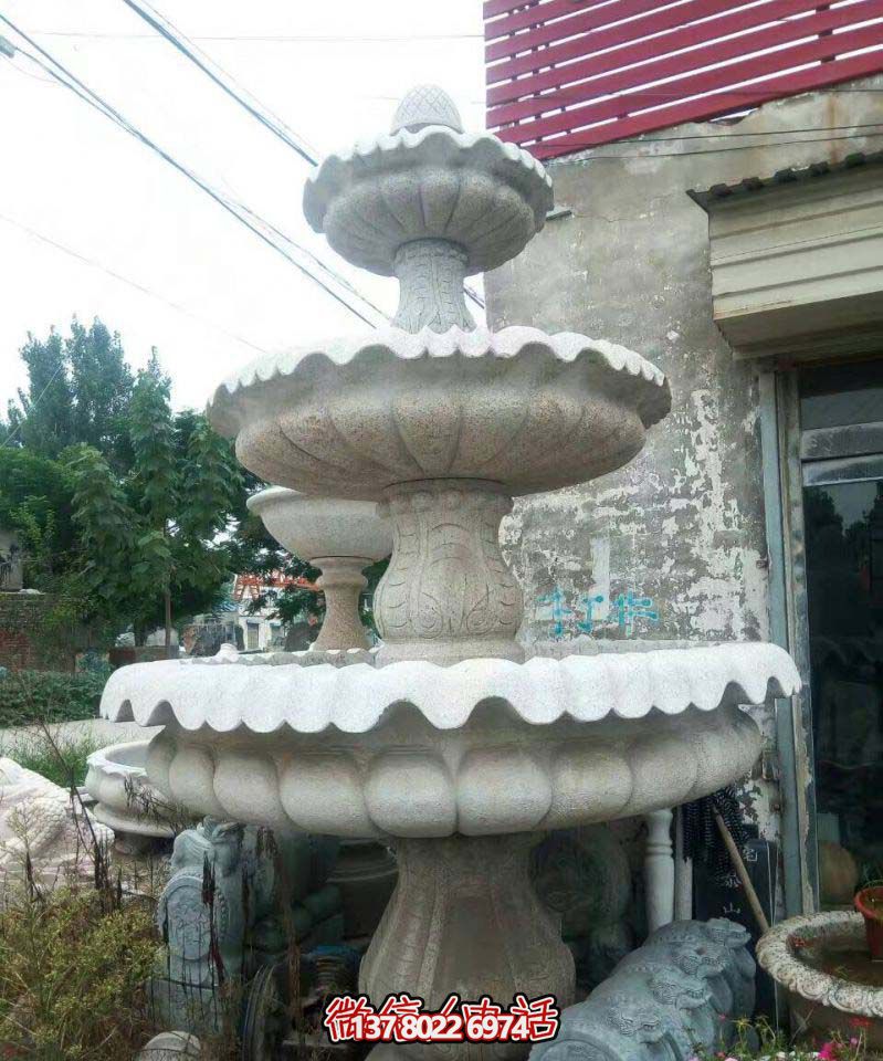 精美多層石雕景觀噴泉，打造完美公園