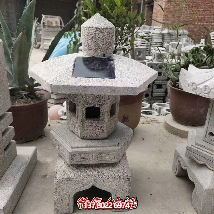 砂巖日式太陽(yáng)能石燈雕刻裝飾庭院雕塑