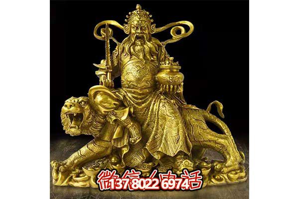 鎏金財神雕塑，招財進寶