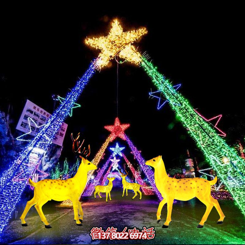 彩繪梅花鹿玻璃鋼雕塑,照明發光環繞 彩繪梅花鹿玻璃鋼雕塑,照明發光環繞