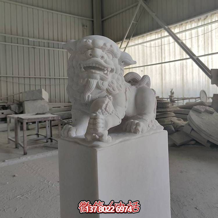 精美大理石石雕石獅子擺件，裝點庭院門口