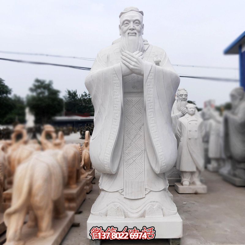 漢白玉孔子雕塑傳承中華文化，融入創意景區