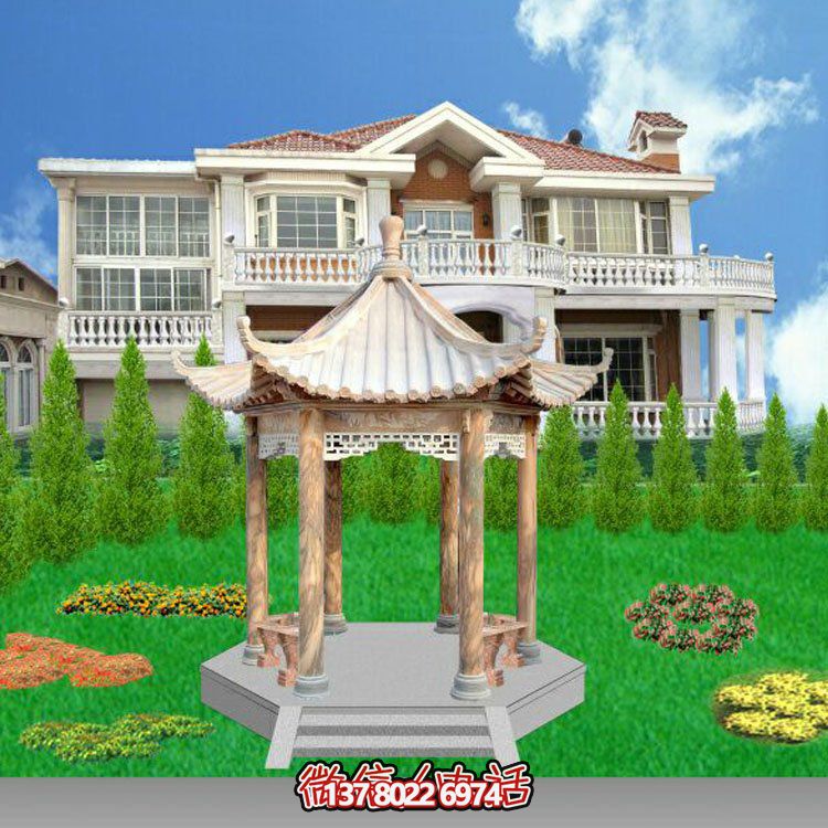 中式風格涼亭，寧靜休息，美景欣賞