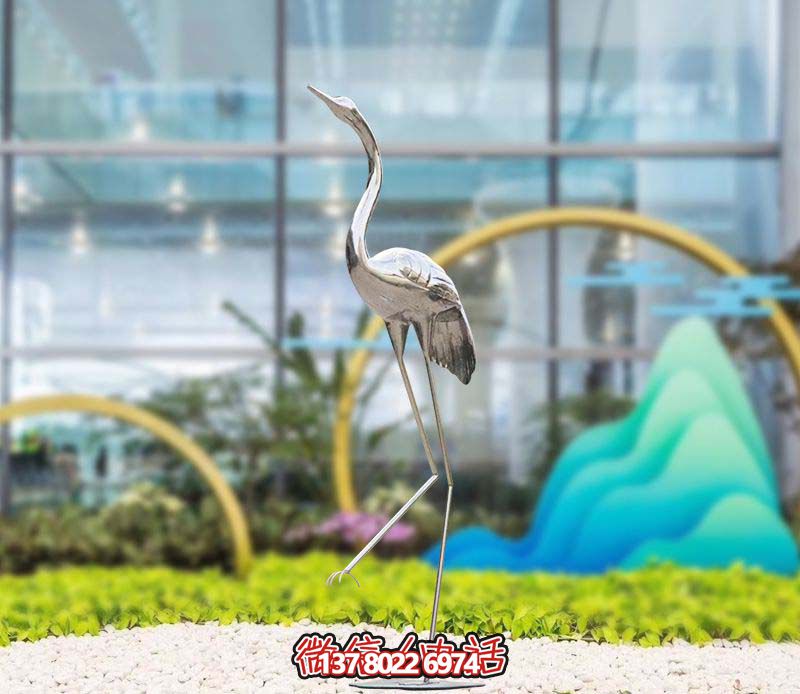 城市仙鶴雕塑精致不銹鋼鏡面裝飾 城市仙鶴雕塑精致不銹鋼鏡面裝飾