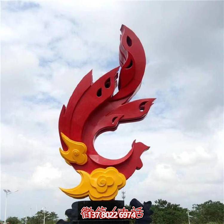 大型不銹鋼鳳凰雕塑抽象景觀(guān)擺件