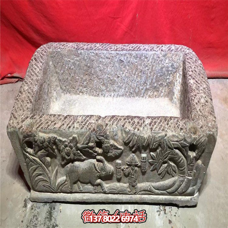 仿古老石槽大理石石雕浮雕動(dòng)物雕塑