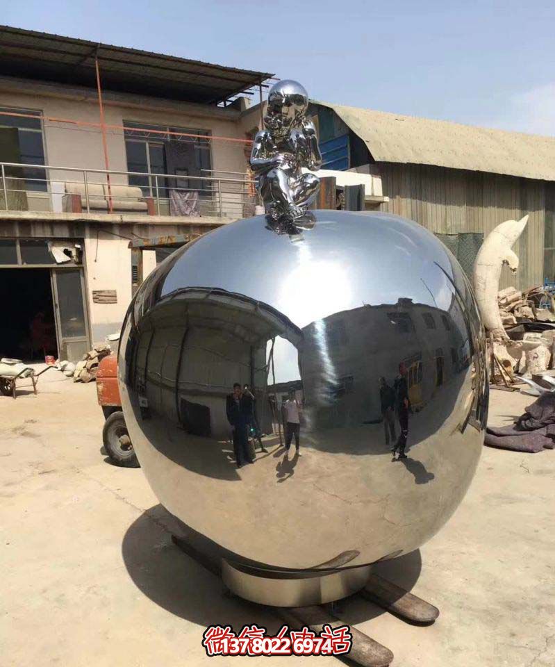 別墅酒店創意不銹鋼蘋果造型雕塑 別墅酒店創意不銹鋼蘋果造型雕塑