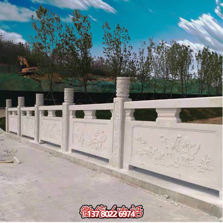 漢白玉雕花石欄桿，公園河道護(hù)欄欄桿