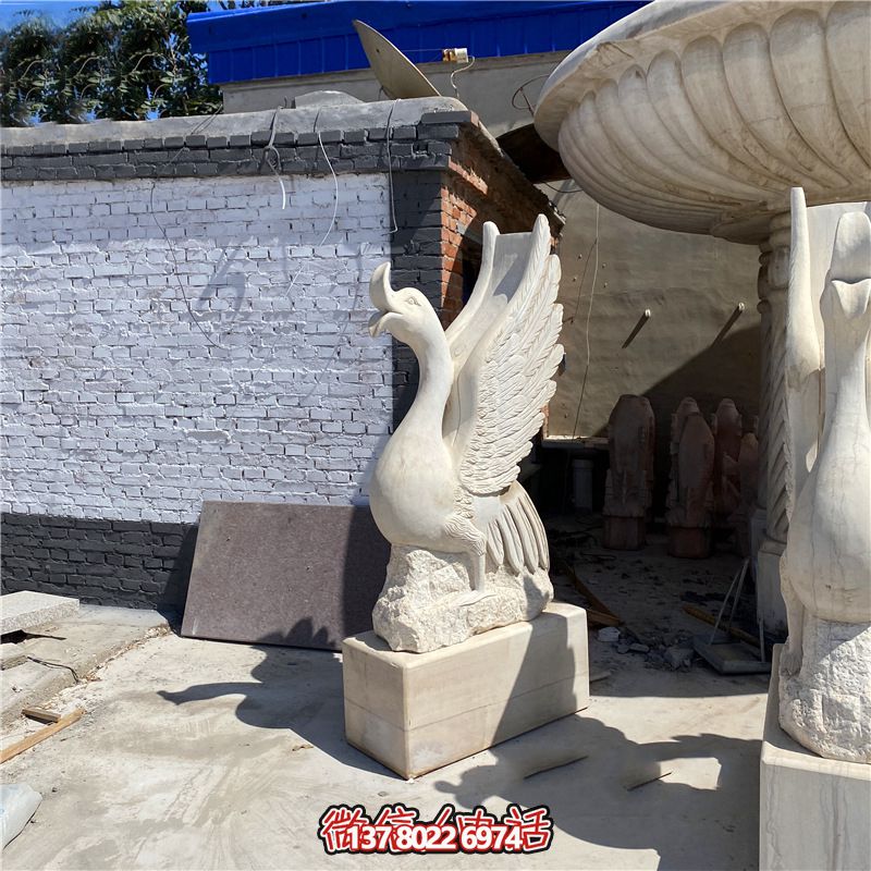 庭院大理石切面鍛造的鳴叫的天鵝雕塑 庭院大理石切面鍛造的鳴叫的天鵝雕塑