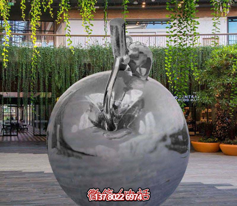 步行街公園不銹鋼鏡面蘋果雕塑 步行街公園不銹鋼鏡面蘋果雕塑
