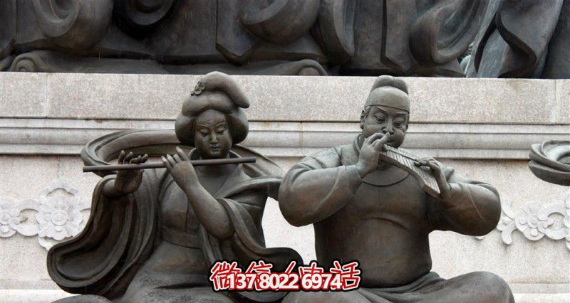 公園吹奏樂器的唐代人物銅雕吹奏雕塑 公園吹奏樂器的唐代人物銅雕吹奏雕塑