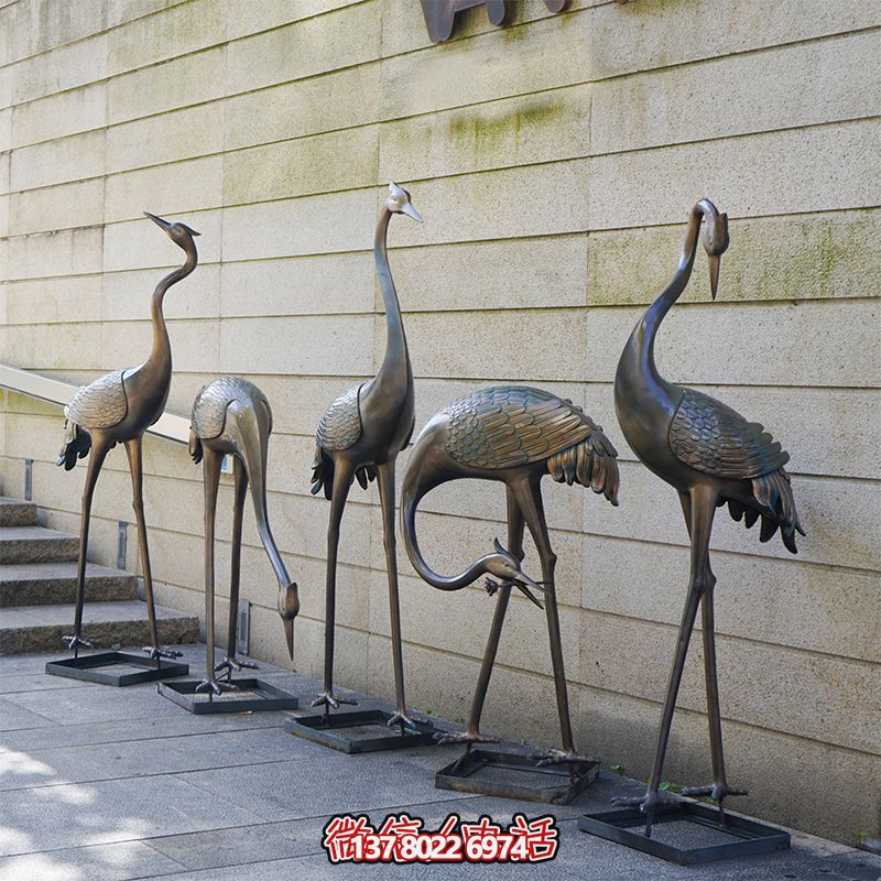 別墅景觀不銹鋼仿銅鶴雕塑 別墅景觀不銹鋼仿銅鶴雕塑