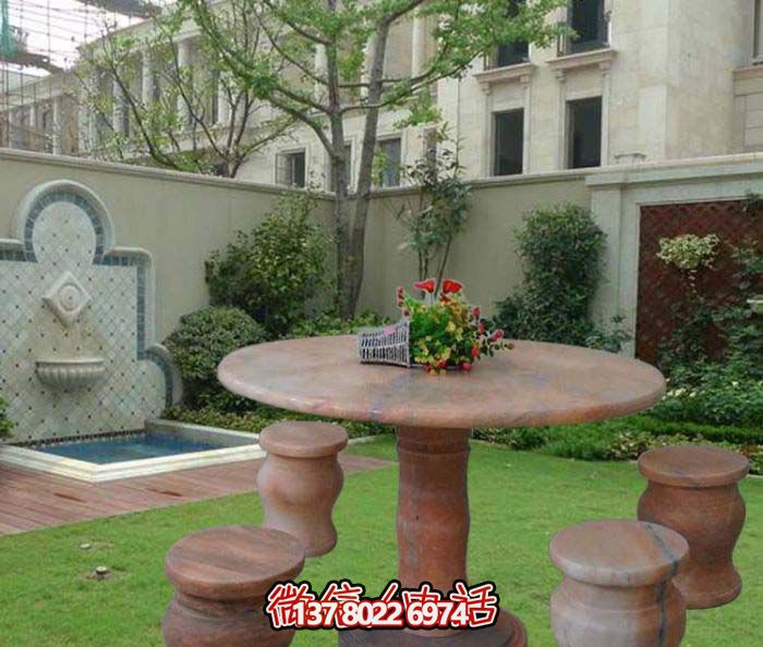 別墅擺放晚霞紅大理石圓形簡(jiǎn)約桌椅雕塑 別墅擺放晚霞紅大理石圓形簡(jiǎn)約桌椅雕塑