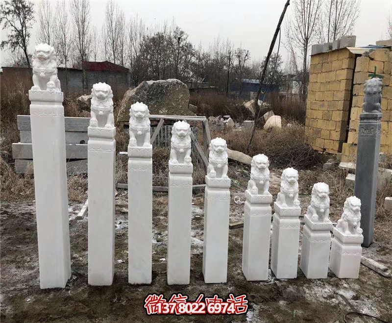 漢白玉獅子家用門前擺放拴馬柱雕塑 漢白玉獅子家用門前擺放拴馬柱雕塑
