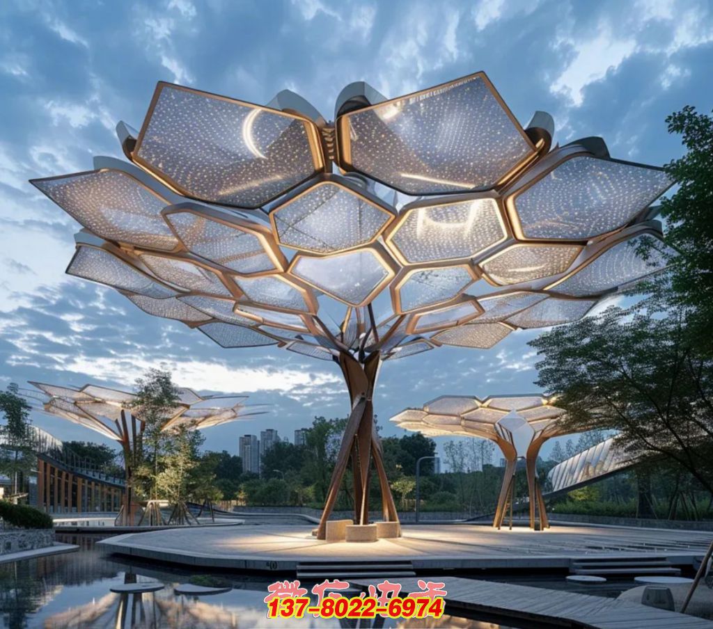 星芒翠蓋 —— 不銹鋼構繪就的戶外生態景觀巨樹